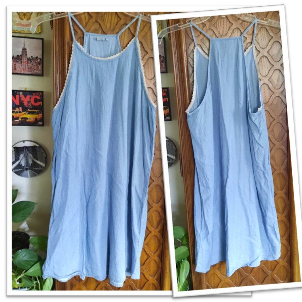 Anthropologie || Paper Crane Chambray Halter-Neck Cami Dress - Size XS/S
